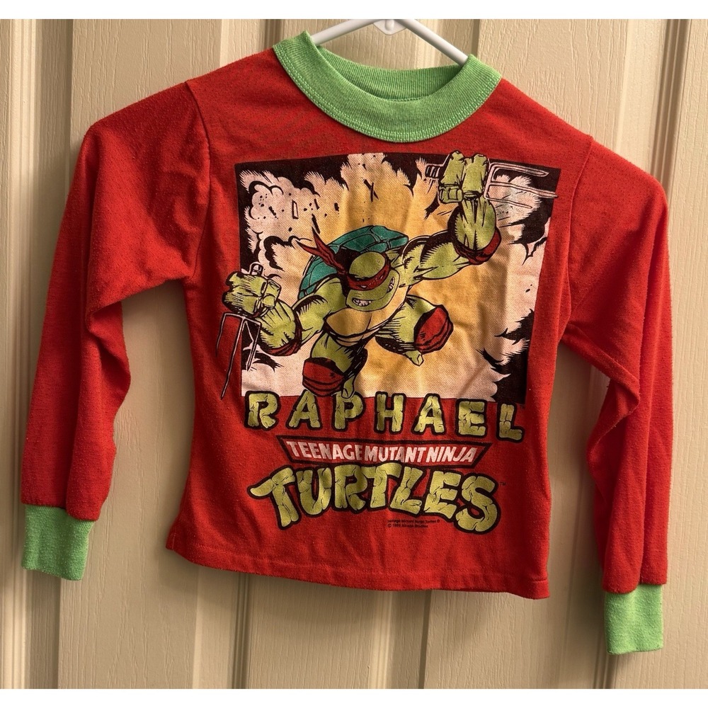 VTG 1993 Teenage Mutant Ninja Turtles Boys 6 Red Long-Sleeve Raphael Shirt
